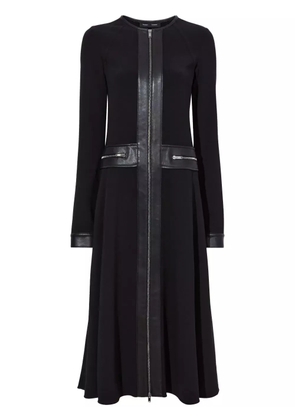Proenza Schouler faux-leather trim long-sleeved midi dress - Black