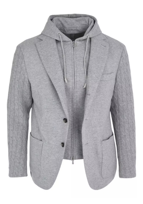 Eleventy layered single-breasted hooded blazer - Grey