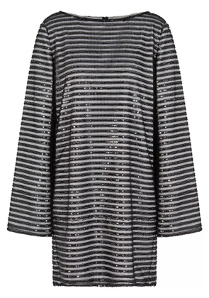 Emporio Armani stripe-sequin shift dress - Black