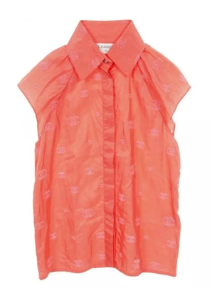 CHANEL Pre-Owned 1986-1988 logo-embroidered blouse - Orange