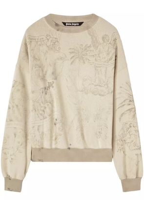 Palm Angels graphic-print cotton sweatshirt - Neutrals