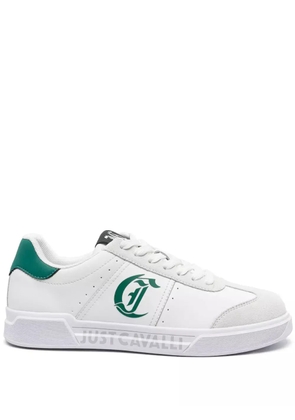 Just Cavalli logo-print leather sneakers - White