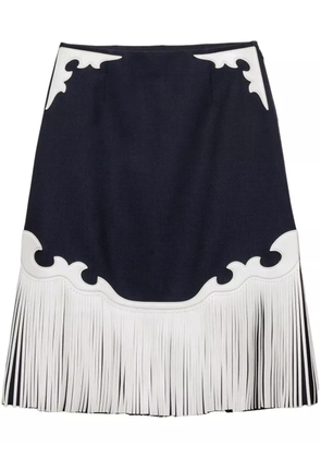 Prada fringed rush-stitch midi skirt - Blue