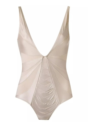Amir Slama panelled swimsuit - Neutrals