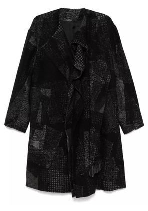 Y's patchwork-pattern coat - Black