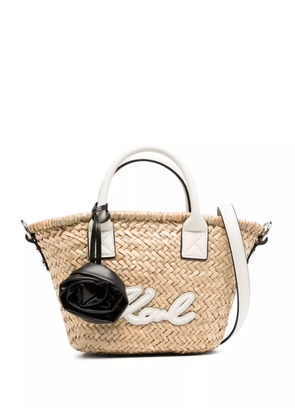 Karl Lagerfeld K/signature Small Raffia tote bag - Neutrals