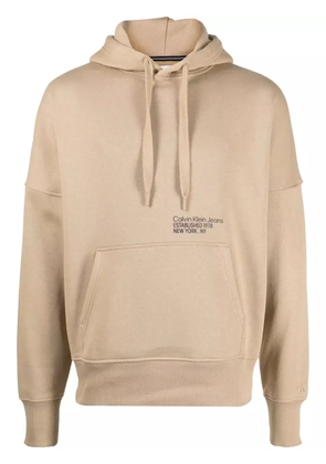 Calvin Klein Jeans Layered Address Hwk drawstring hoodie - PF2 TRAVERTINE