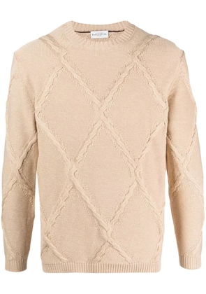 Ballantyne textured cotton jumper - Neutrals