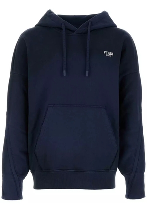 FENDI logo-lettering hoodie - Blue