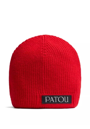 Patou logo-tag wool beanie - Red