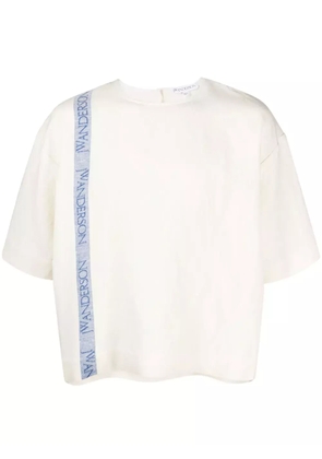 JW Anderson logo-stripe cotton-blend T-shirt - Neutrals