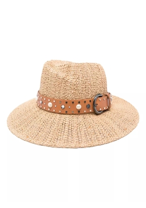 Maison Michel Virginie decorative belt fedora hat - Neutrals