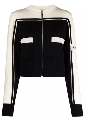 Palm Angels logo-intarsia wool zip cardigan - Black