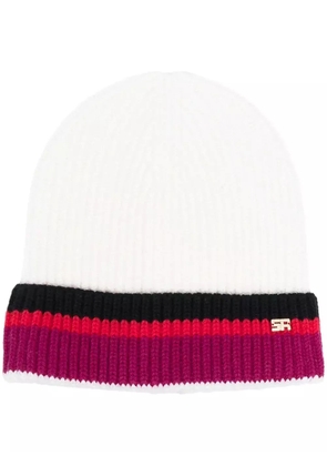 Sonia Rykiel logo-plaque ribbed-knit beanie - Neutrals
