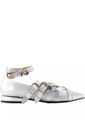 Toga Pulla buckle-strap pointed ballet flats - Silver