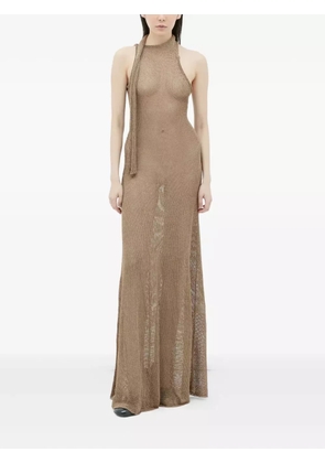 Aya Muse Tera halterneck mesh maxi dress - Brown