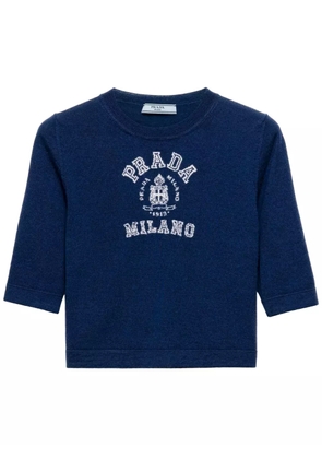 Prada logo-intarsia cashmere jumper - Blue