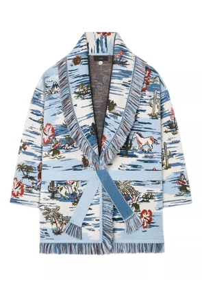 Alanui Tex-Hawaii Roundtrip fringed tapestry cardigan - Blue