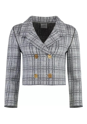 St. John check-patterned double-breasted jacket - White