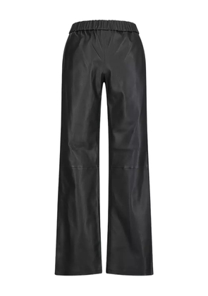 Enes elastic-waist leather trousers - Black