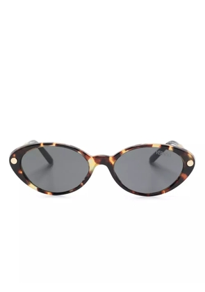 Versace Eyewear tubular Greca oval-frame sunglasses - Brown