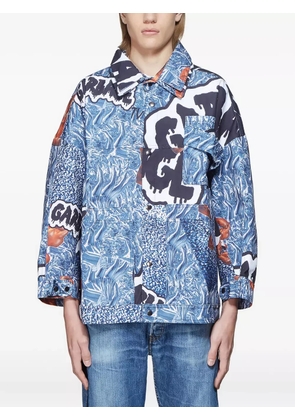 Garbage Tv graffiti-print canvas jacket - Blue