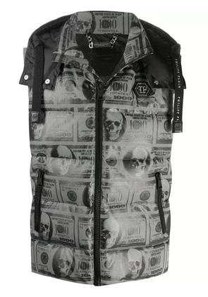 Philipp Plein SKull Dollar feather down vest - Grey