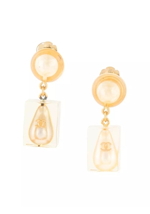 CHANEL Pre-Owned 1997 dangling cube CC earrings - Gold