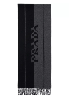 Prada logo-jacquard wool scarf - Grey