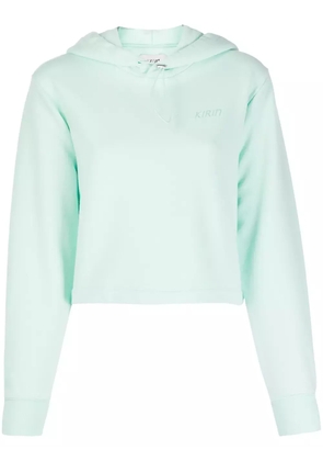Kirin logo cropped drawstring hoodie - Green