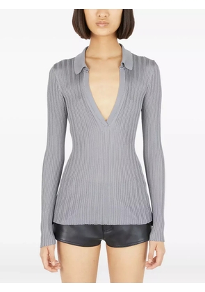 Durazzi Milano ribbed polo-neck top - Grey
