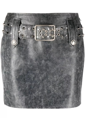 Alessandra Rich belted leather miniskirt - Grey