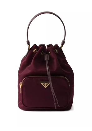 Prada triangle-logo bucket bag - Red