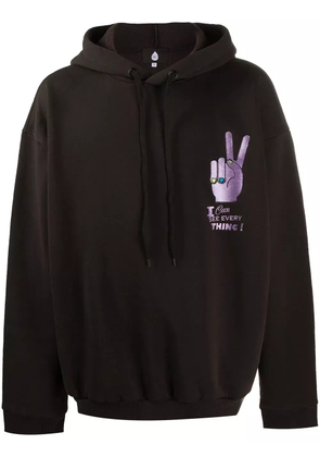 DUOltd graphic print drawstring hoodie - Brown