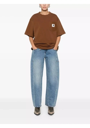 sacai logo-patch T-shirt - Brown