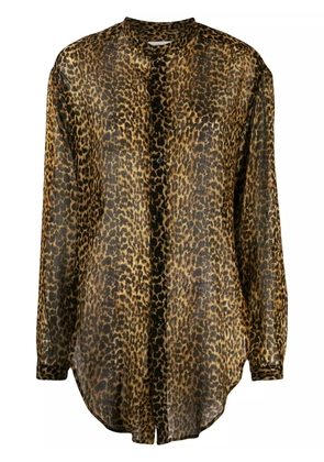 Saint Laurent leopard-print wool shirt - Black