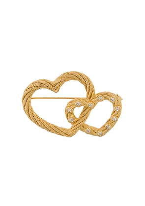 Christian Dior Pre-Owned 1970's linked hearts brooch - Gold