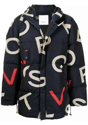 Ports V logo-print oversized padded jacket - Blue