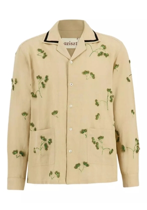 Baziszt Rust floral-appliqué shirt - Neutrals