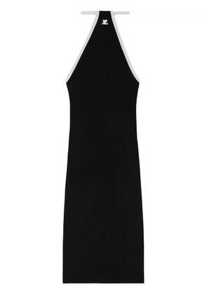 Courrèges logo-embroidered halterneck midi dress - Black