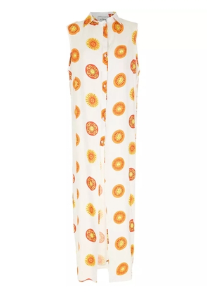 Amir Slama print Sol long beach dress - White