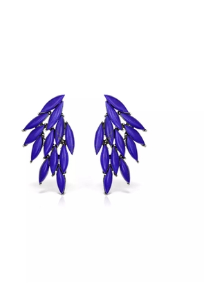 OBSIDIAN leaf drop earrings - Blue
