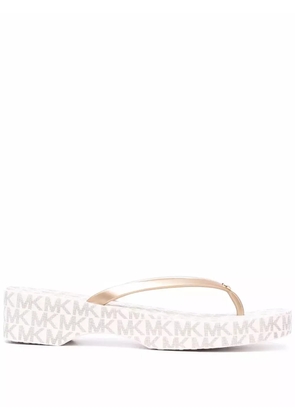 Michael Kors Lilo monogram-print flip-flops - Gold