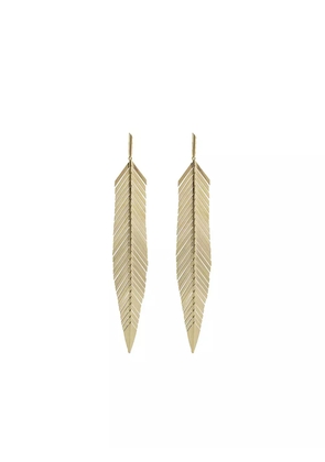 Cadar 18kt yellow gold large feather drop earrings