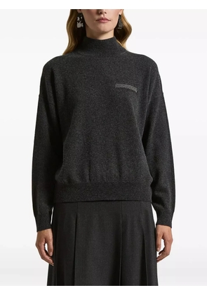 Peserico high-neck embellished sweater - Grey