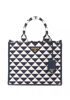 Prada small Symbole embroidered tote bag - Blue