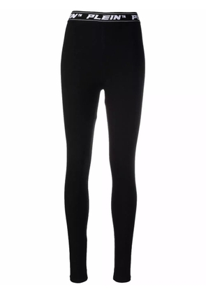 Philipp Plein logo-waistband leggings - Black