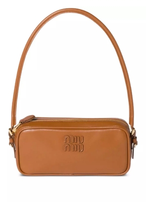 Miu Miu leather logo-plaque mini bag - Brown