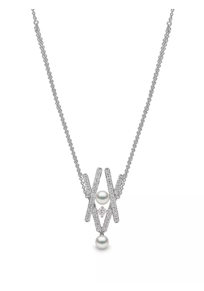 Yoko London 18kt white gold Sleek Akoya pearl diamond pendant necklace - Silver