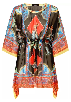 Dolce & Gabbana Carretto-print chiffon kaftan - Black